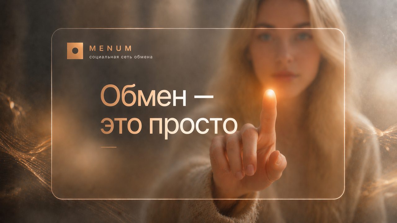 Визуальный образ Менум с фразой Обмен — это просто